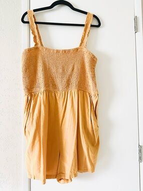 H&M Sleeveless Smocked Romper XL Mustard